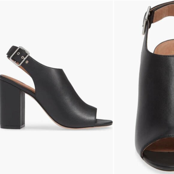 Dina Slide Black Leather Sandal (Women) Halogen Size 8.5 M - Picture 7 of 9